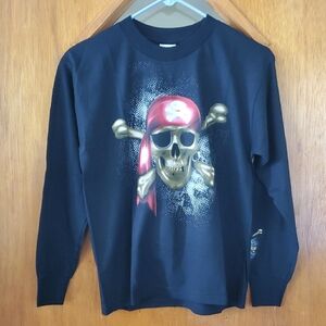 NWT Alstyle Apparel & Activewear Black Pirate Long Sleeve Top